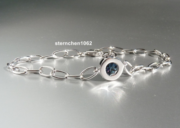 Armband * 925 Silber * rhodiniert * Kristall Stein blau