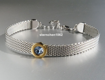 Preview: Armband * Edelstahl * 925 Silber * Gold ionisiert * Kristall Stein