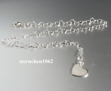Preview: Fußkette * 925 Silber * Love Herz Anhänger * 25 cm