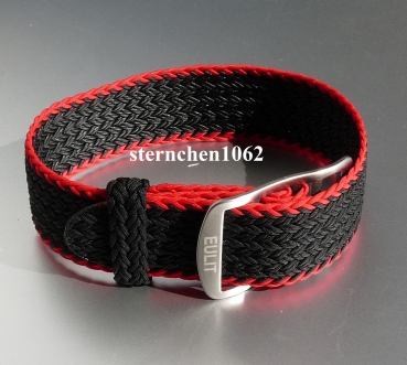 Preview: Eulit * Perlon * Durchzugsband Uhrenarmband * Atlantic * schwarz-rot * 20 mm