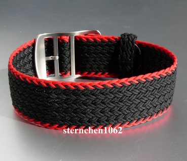 Preview: Eulit * Perlon * Durchzugsband Uhrenarmband * Atlantic * schwarz-rot * 20 mm