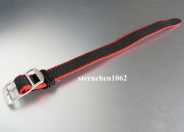 Eulit * Perlon * Durchzugsband Uhrenarmband * Atlantic * schwarz-rot * 20 mm