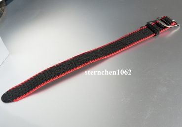 Eulit * Perlon * Durchzugsband Uhrenarmband * Atlantic * schwarz-rot * 20 mm
