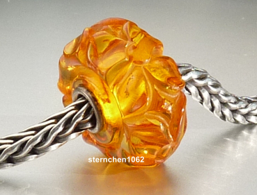 Preview: Original Trollbeads * Gravierter Bernstein / Amber * OOAK * XXL * 902