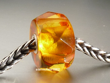Preview: Original Trollbeads * Gravierter Bernstein / Amber * OOAK * XXL * 907