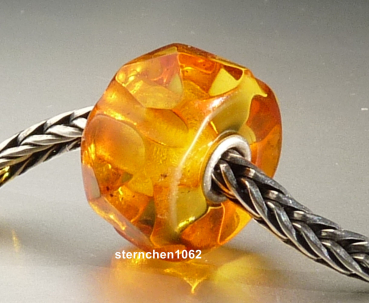 Preview: Original Trollbeads * Gravierter Bernstein / Amber * OOAK * XXL * 907