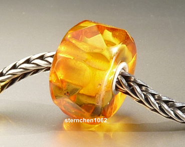 Preview: Original Trollbeads * Gravierter Bernstein / Amber * OOAK * XXL * 907