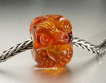Preview: Original Trollbeads * Gravierter Bernstein / Amber * OOAK * XXXL * 909