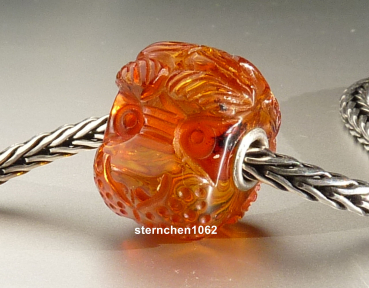 Preview: Original Trollbeads * Gravierter Bernstein / Amber * OOAK * XXXL * 909