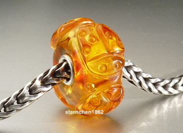 Preview: Original Trollbeads * Gravierter Bernstein / Amber * OOAK * XXXL * 911