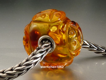 Preview: Original Trollbeads * Gravierter Bernstein / Amber * OOAK * XXXL * 911