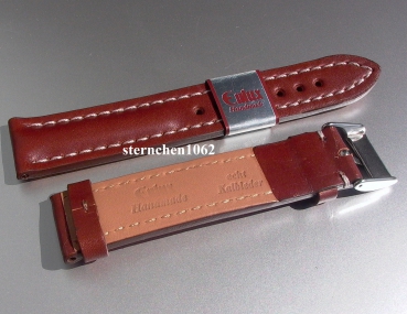 Preview: Eulux * Leather watch strap * Buffalo * medium brown * Handmade * 18 mm