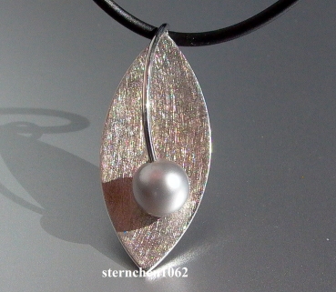 Preview: be belle * Kautschukkette mit Anhänger * Perle * 925 Silber