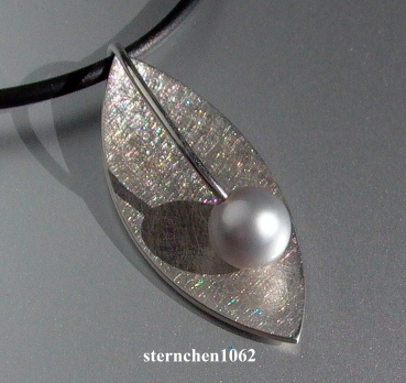 Preview: be belle * Kautschukkette mit Anhänger * Perle * 925 Silber