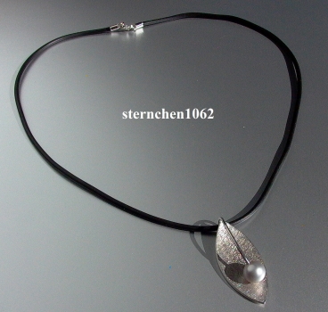 be belle * Rubber - Necklace with Pendant * Pearl * 925 Silver