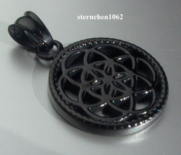 Traumfänger - Anhänger * Stahl schwarz Ionenplattiert * Blume * 2,5 cm