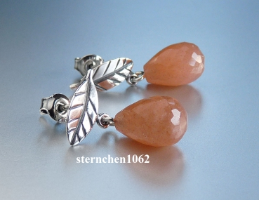 Preview: Trollbeads * Blätter des Schutzes * Ohrstecker mit Feldspat Mondstein *