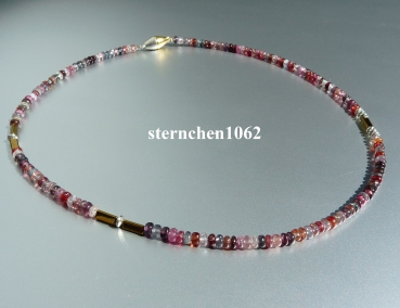 Preview: Ausgefallene Edelstein Kette * bunter Spinell * Hämatit * 925 Silber *