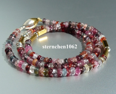 Preview: Ausgefallene Edelstein Kette * bunter Spinell * Hämatit * 925 Silber *