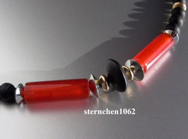 Preview: Gemstone Necklaces * Onyx * Carnelian * 925 Silvere * 585 Gold