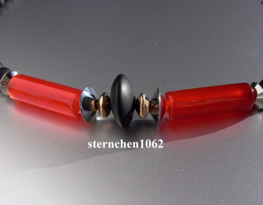 Preview: Gemstone Necklaces * Onyx * Carnelian * 925 Silvere * 585 Gold