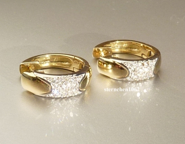 Preview: Ear Studs * Hoop earrings * 585 yellow and white Gold * Brilliant