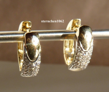Preview: Ear Studs * Hoop earrings * 585 yellow and white Gold * Brilliant