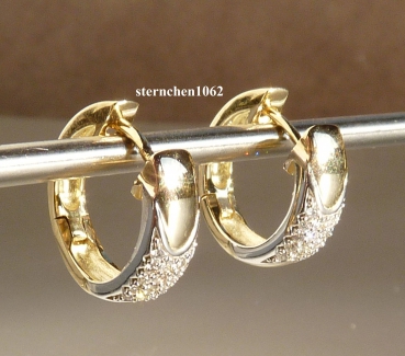 Ohrringe * Creolen * 585 Gelb- & Weißgold * Brillant