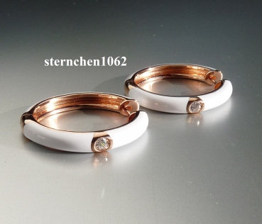 Preview: Ohrringe * Creolen * 925 Silber * rose vergoldet * Emaille * Zirkonia