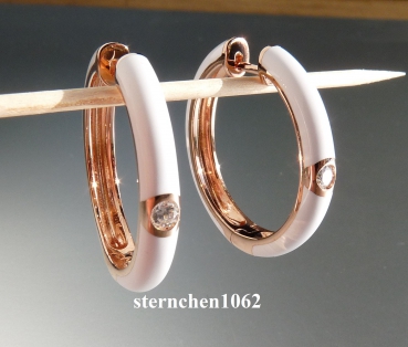 Preview: Ohrringe * Creolen * 925 Silber * rose vergoldet * Emaille * Zirkonia