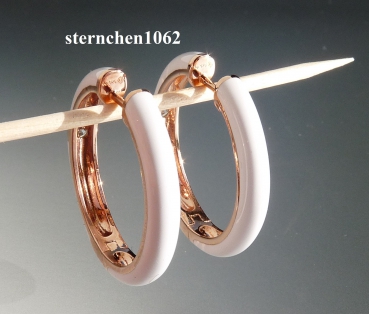 Preview: Ohrringe * Creolen * 925 Silber * rose vergoldet * Emaille * Zirkonia