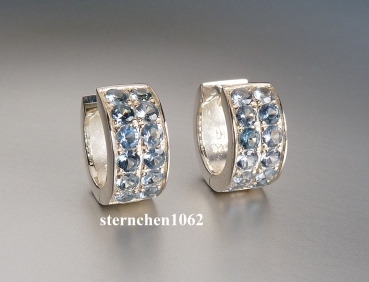 Preview: Creolen * 925 Silber * blauer Zirkonia