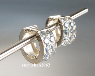 Preview: Creolen * 925 Silber * blauer Zirkonia