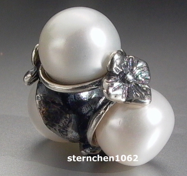 Original Trollbeads * Dreifache Perle, Weiß *
