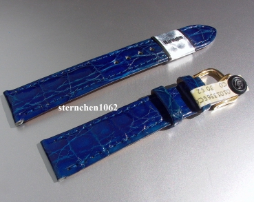 Barington * Lederband für Uhren * Uhrenarmband * Echt Kroko * royalblau * 14 mm