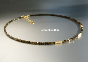 Ausgefallene Edelstein Kette * Obsidian * 925 Silber * vergoldet *