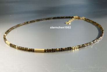 Preview: Ausgefallene Edelstein Kette * Obsidian * 925 Silber * vergoldet *