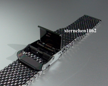 Preview: Eulit * Stainless Steel watch strap * Milanaise * black * 18 mm