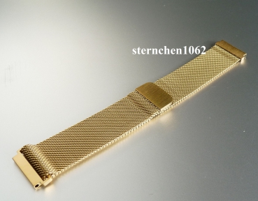 Eulit * Edelstahlband für Uhren gold * Uhrenarmband * Milanaise * Magnetverschluss * 20 mm