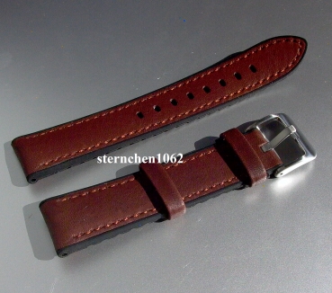 Eulit * EUTec * Waterproof * Silicone watch strap with Leather * medium brown * 20 mm