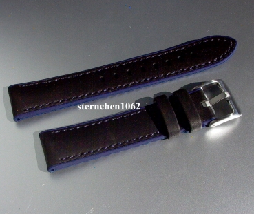 Eulit * EUTec * Waterproof * Silicone watch strap with Leather * black / blue * 20 mm