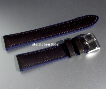 Eulit * EUTec * Waterproof * Uhrenarmband * Silikon mit Leder * Schwarz / Blau * 20 mm