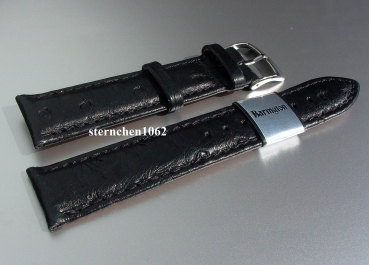 Barington * Leather watch strap * ostrich Leather * black * 14 mm