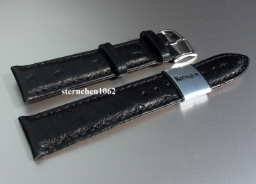 Barington * Lederband für Uhren * Uhrenarmband * Farmenstrauss * schwarz * 16 mm