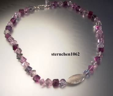 Gemstone Necklaces * Fluorit * 925 Silvere * 43 cm
