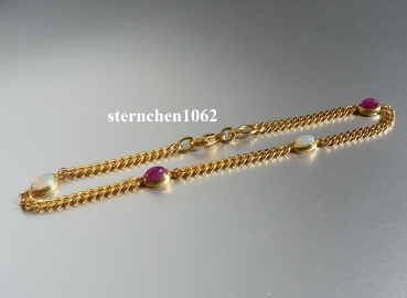 Preview: Armband * Einzelstück * 585 Gold * Rubin * Opal * 19 cm
