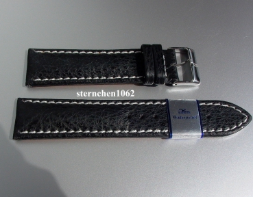 Barington * Lederband für Uhren * Uhrenarmband * Hai * schwarz * 22 mm