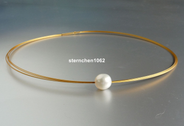 Collier * Halsreif * mit Südsee-Perle * Stahl