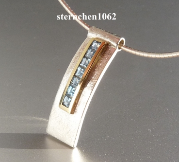 Preview: Einzelstück * Halsreif mit Topas Anänger * 925 Silber * 750 Gold
