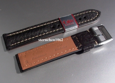 Preview: Eulux * Leather watch strap * Imperator * black * Handmade * 18 mm